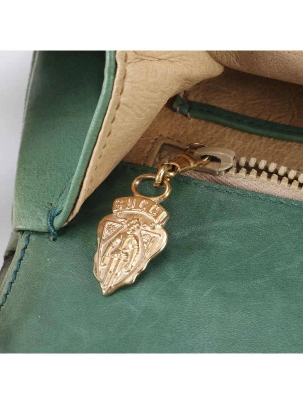 ★SOLD★ Gucci Vintage Leather Handbag Tote Gold - Picture 8 of 9